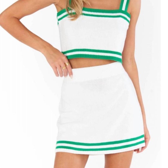 NWT Show Me Your MuMu Serve Skirt in Green Stripe Knit - Picture 4 of 11